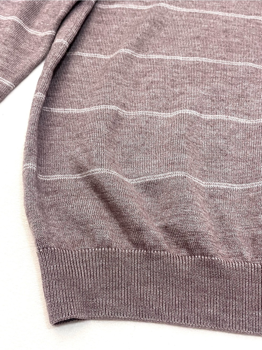 Saks Fifth Avenue Light Brown Striped Crewneck Wool Blend Sweater Women’s XL - Picture 3 of 16